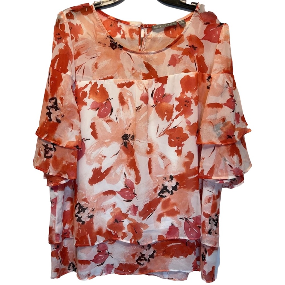 Valerie stevens pull over blouse ruffled bell sleeve